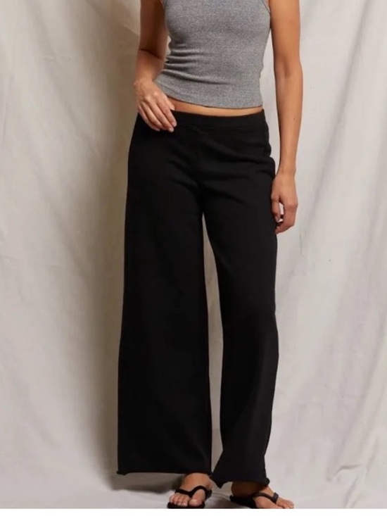 perfectwhitetee Pants - PerfectWhiteTee Amber French Terry Black Wide Leg Sweatpants size M